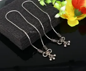 10.5" Vintage style plain chain anklet 925 sterling silver ankle bracelet, silver feet bracelet amazing belly dance jewelry ank592