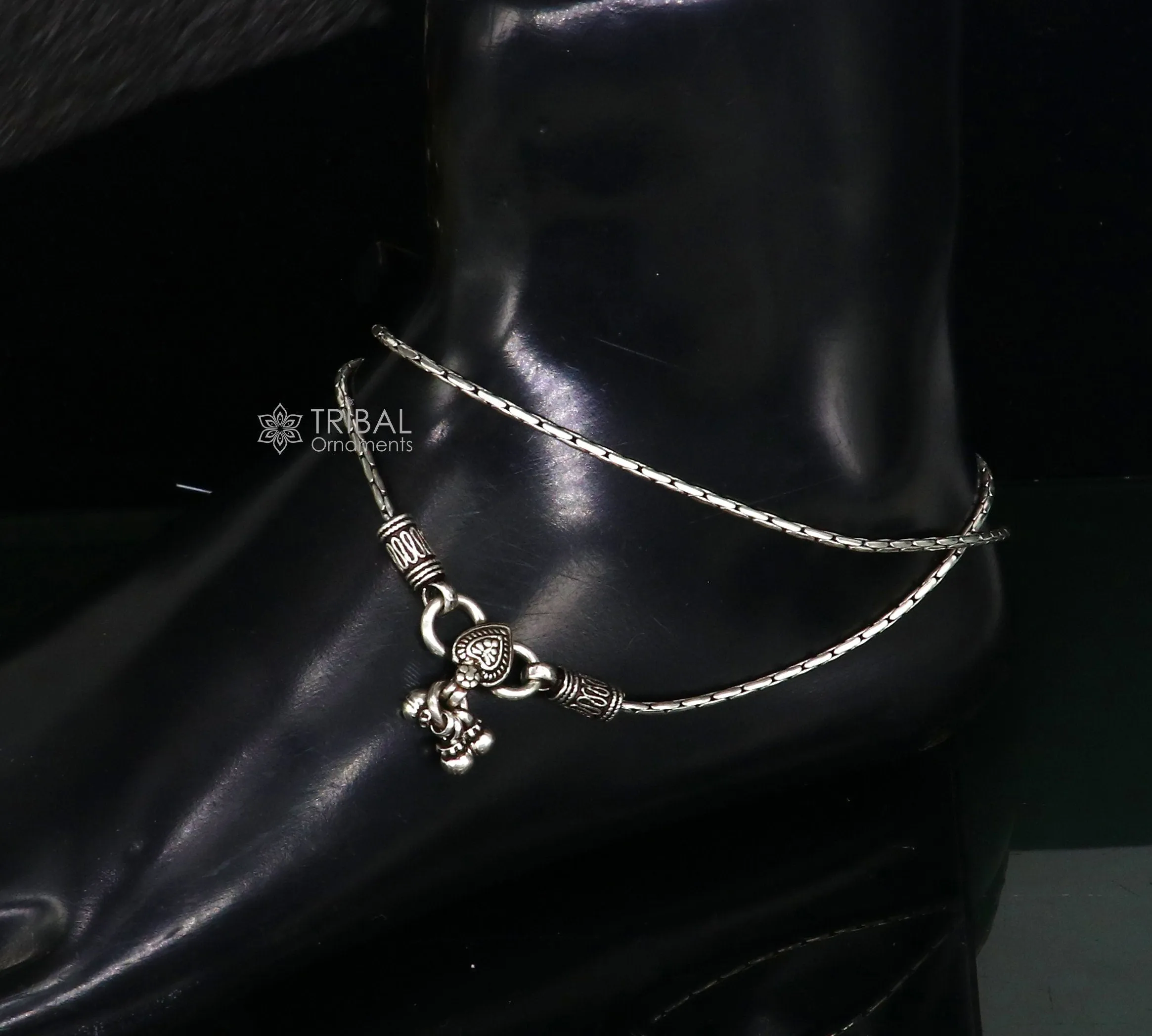 10.5" Vintage style plain chain anklet 925 sterling silver ankle bracelet, silver feet bracelet amazing belly dance jewelry ank592