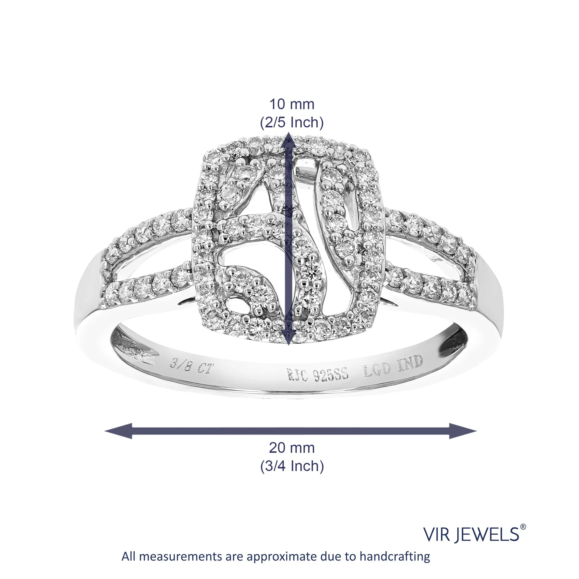 1/3 cttw Lab Grown Diamond Cushion Engagement Rings in Silver