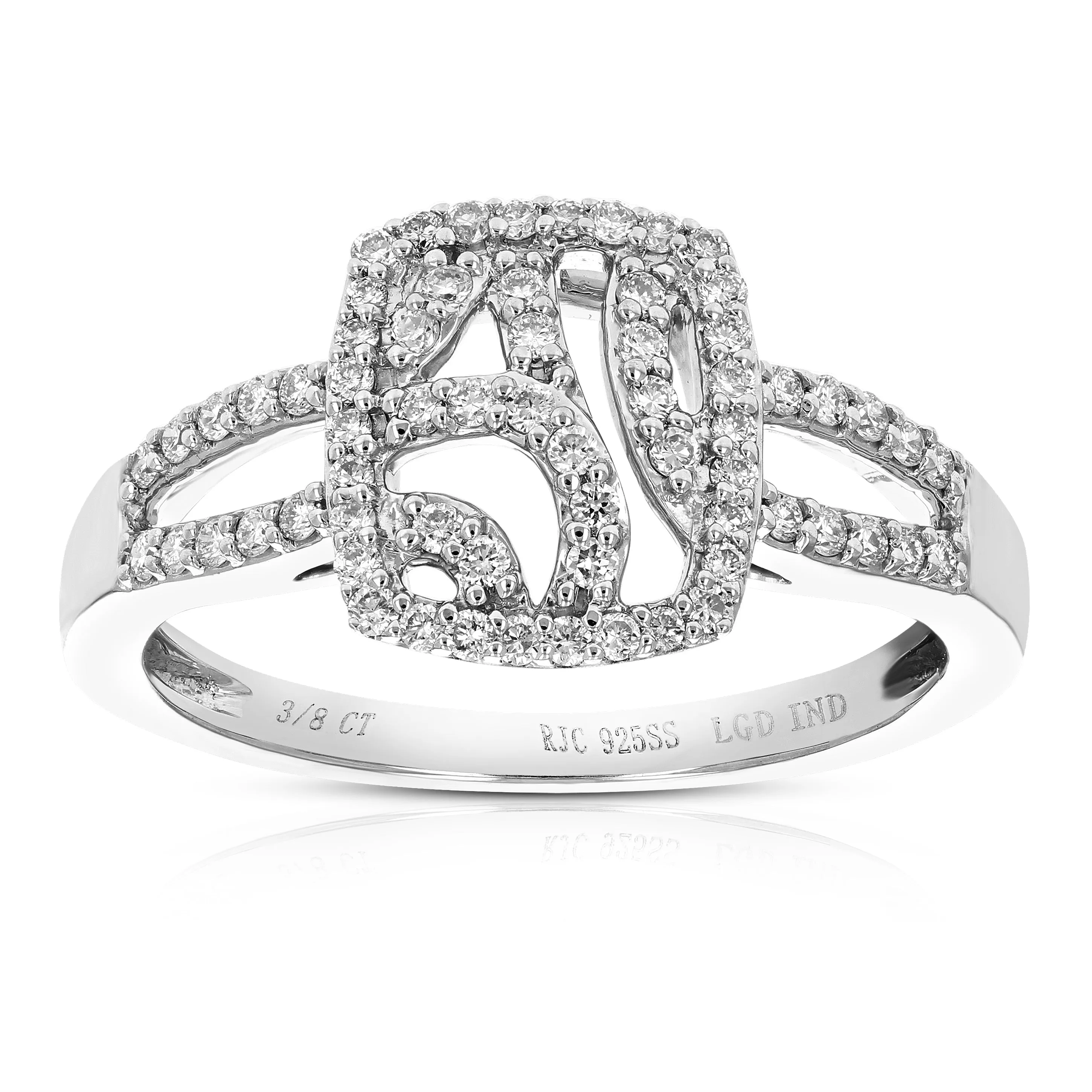 1/3 cttw Lab Grown Diamond Cushion Engagement Rings in Silver