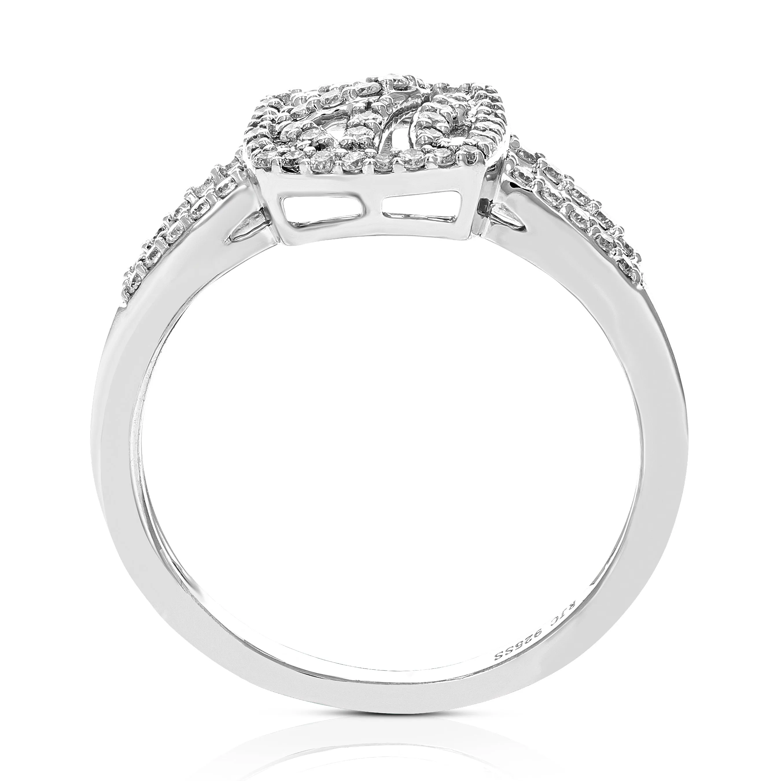 1/3 cttw Lab Grown Diamond Cushion Engagement Rings in Silver