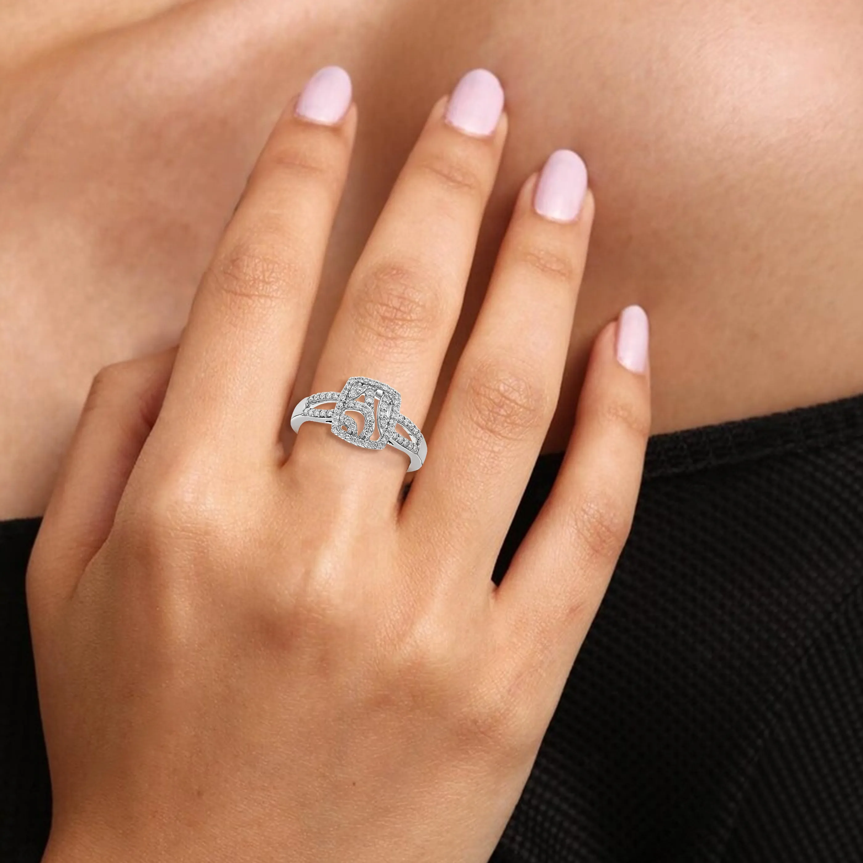 1/3 cttw Lab Grown Diamond Cushion Engagement Rings in Silver