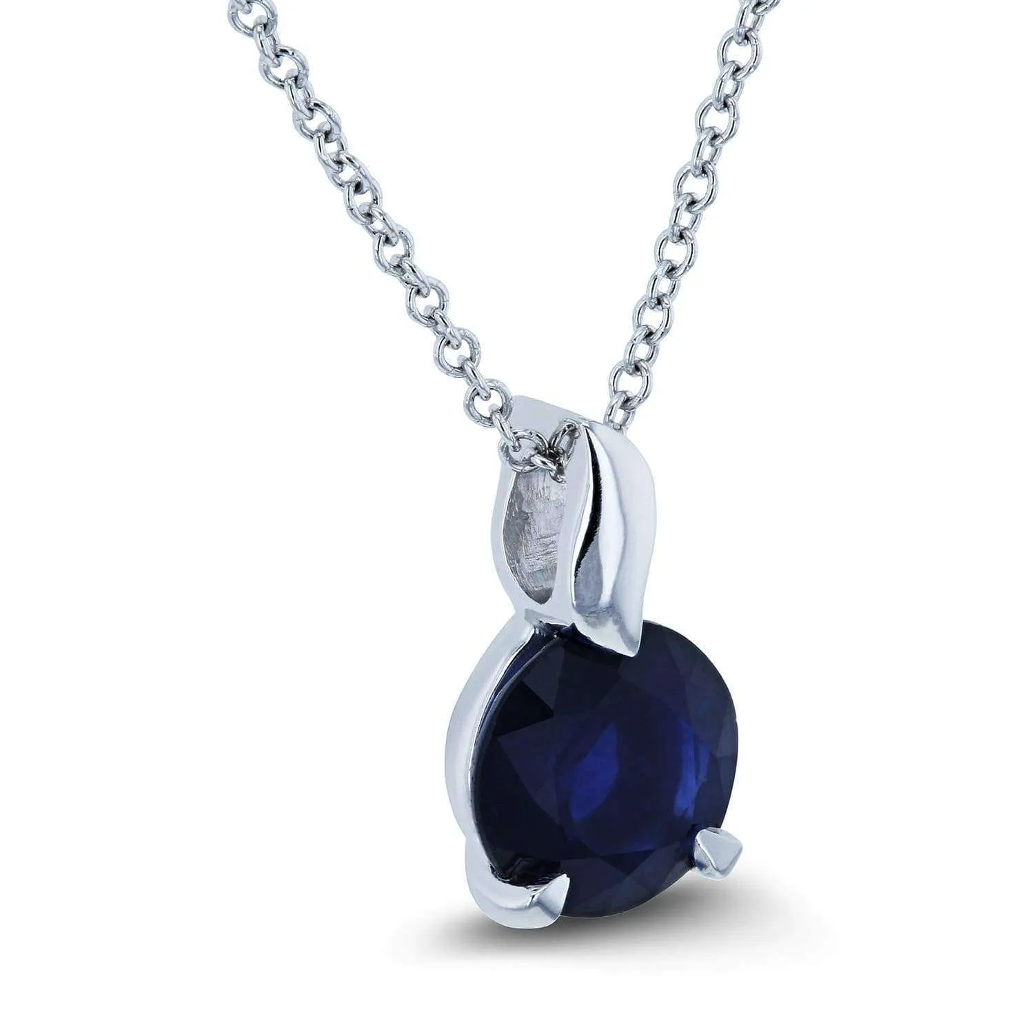 1.4ct Leaf Bail Necklace - Blue Sapphire