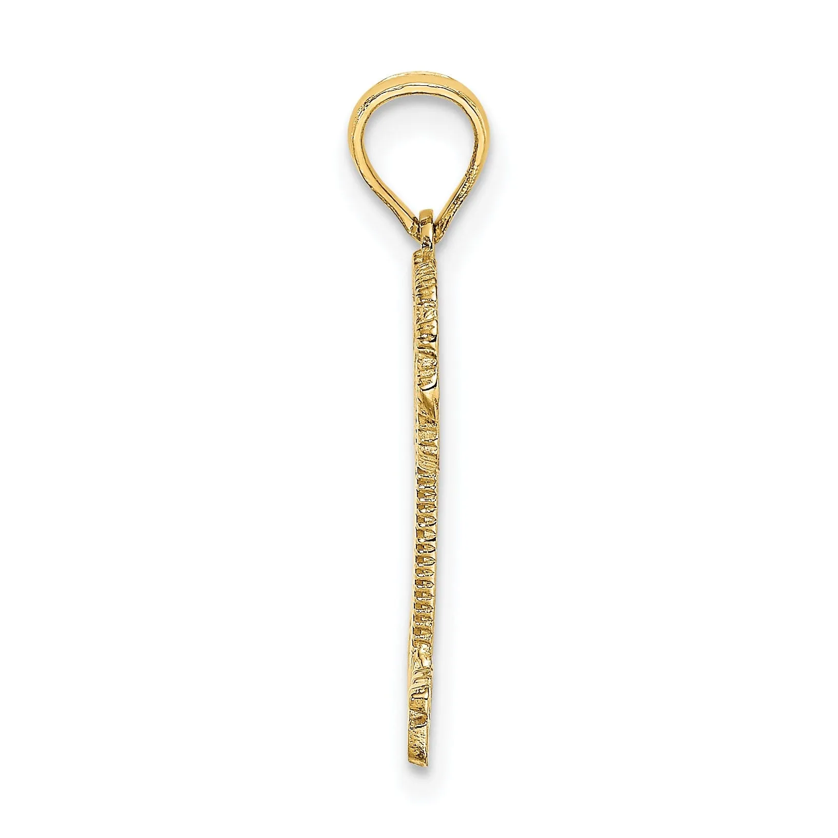 14K Yellow Gold Polished Texture Finish BAHAMAS Under Palm Tree Charm Pendant