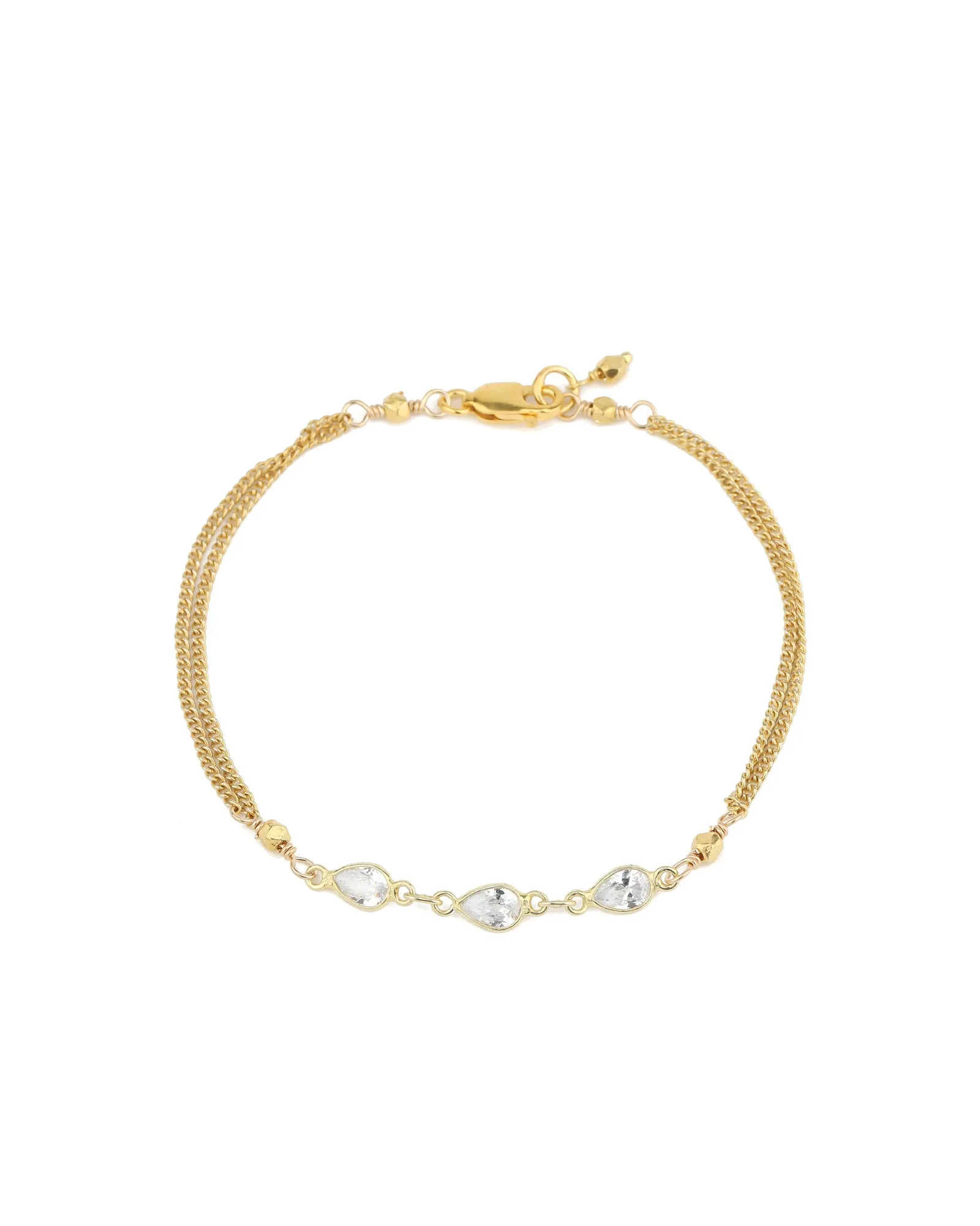 3 Teardrop CZ 2 Chain Bracelet