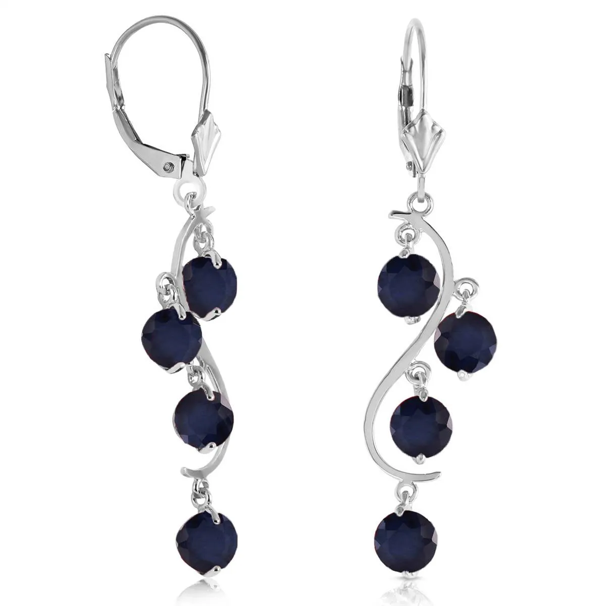 4 Carat 14K Solid White Gold Chandelier Earrings Natural Sapphire