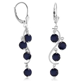 4 Carat 14K Solid White Gold Chandelier Earrings Natural Sapphire