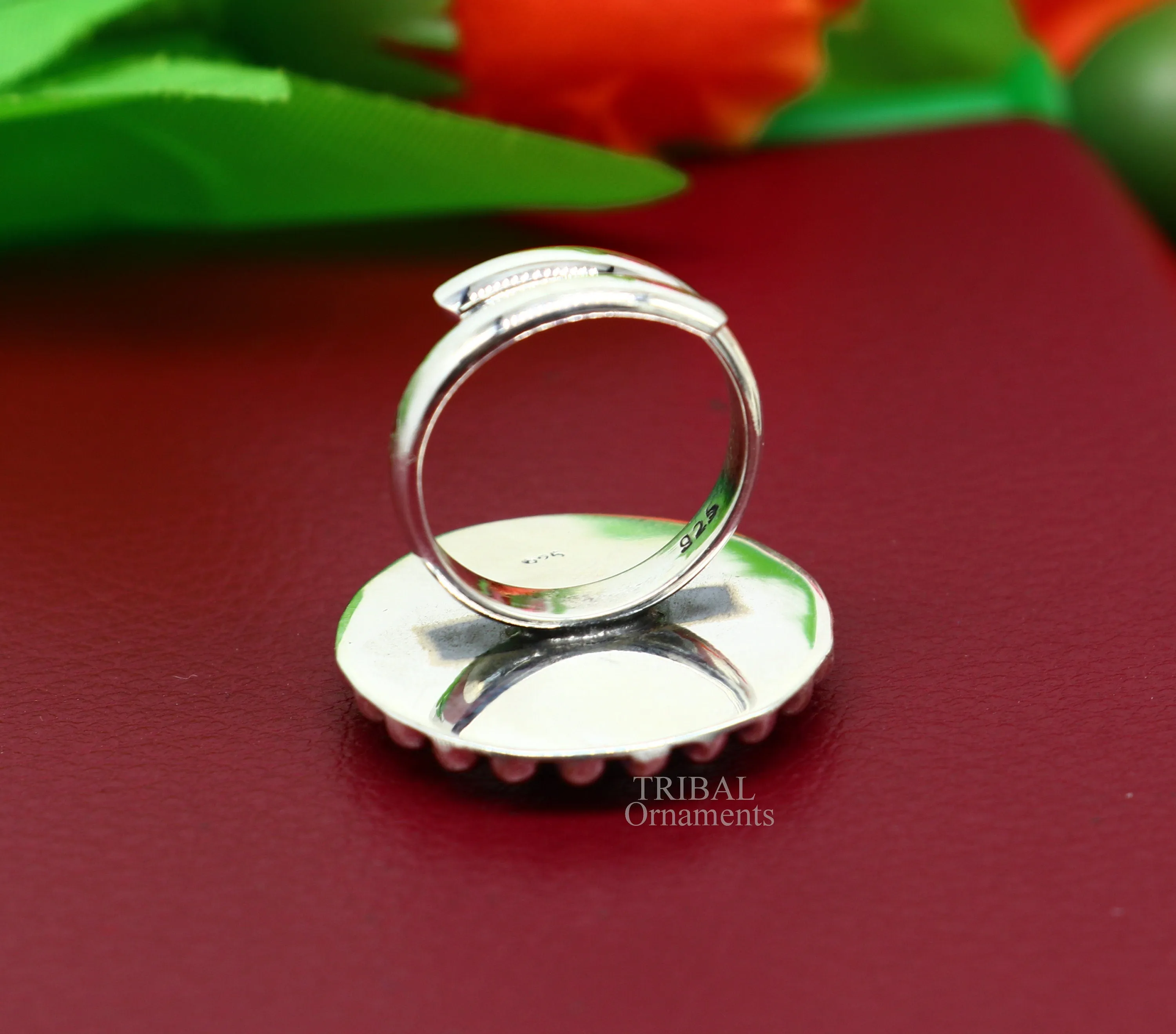 925 sterling silver adjustable ring band with fabulous lord Ganesh miniature art painting ring Stylish ethnic party jewelry RRing519