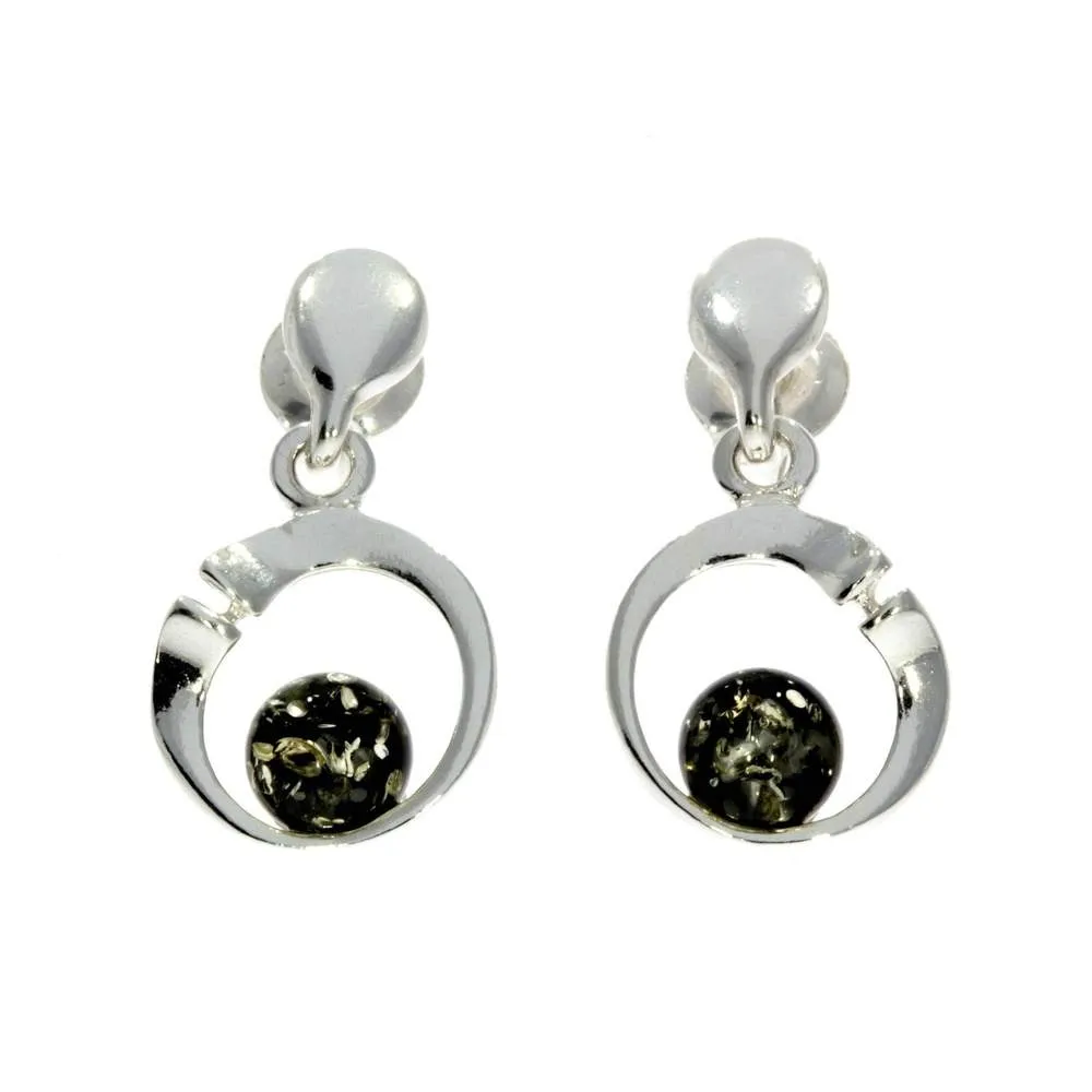 925 Sterling Silver & Baltic Amber Modern Drop Earrings GL147