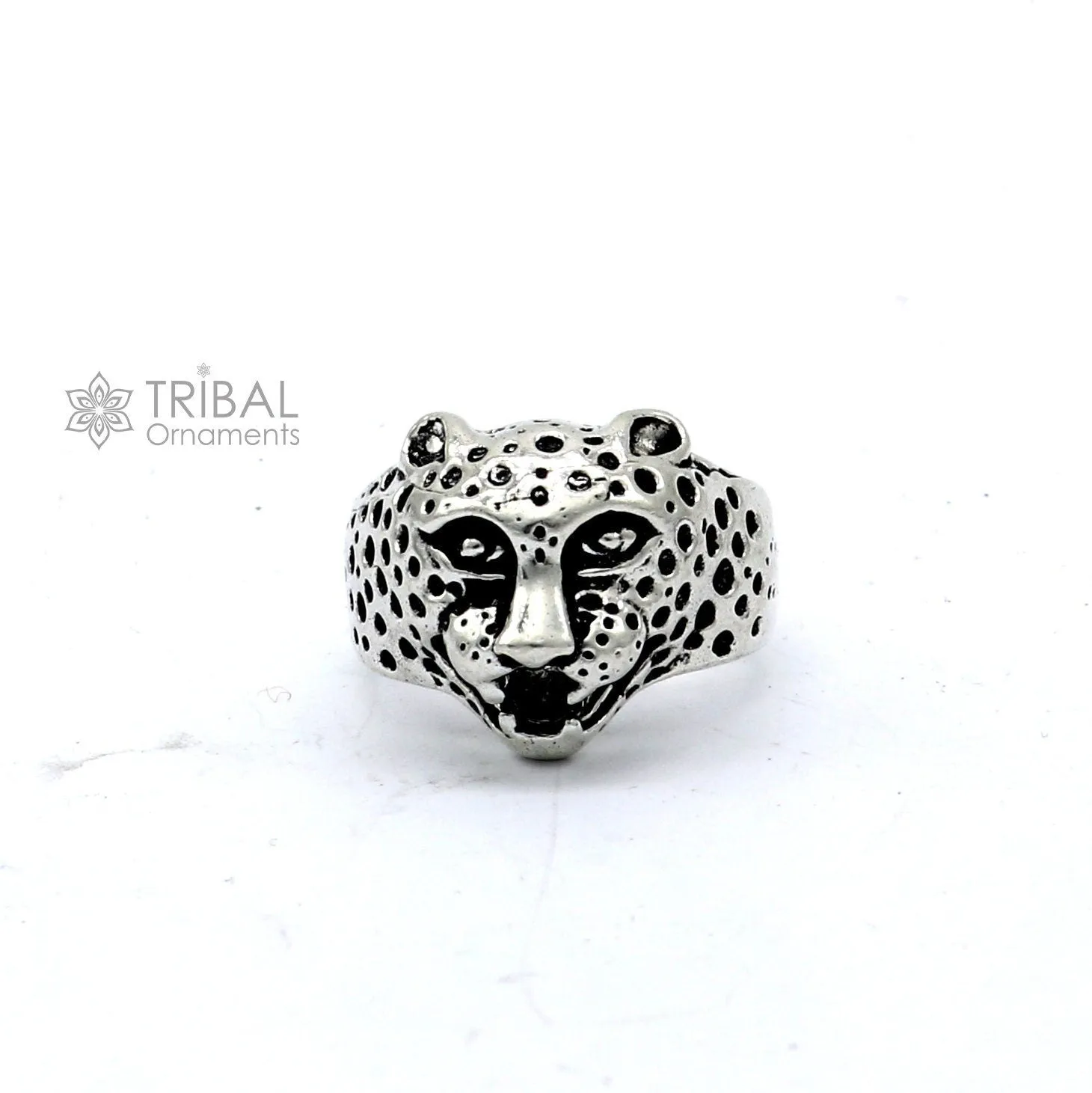 92.5% sterling silver handmade king leopard face for men's and boys gifting, stylish luxury lion ring  sr710