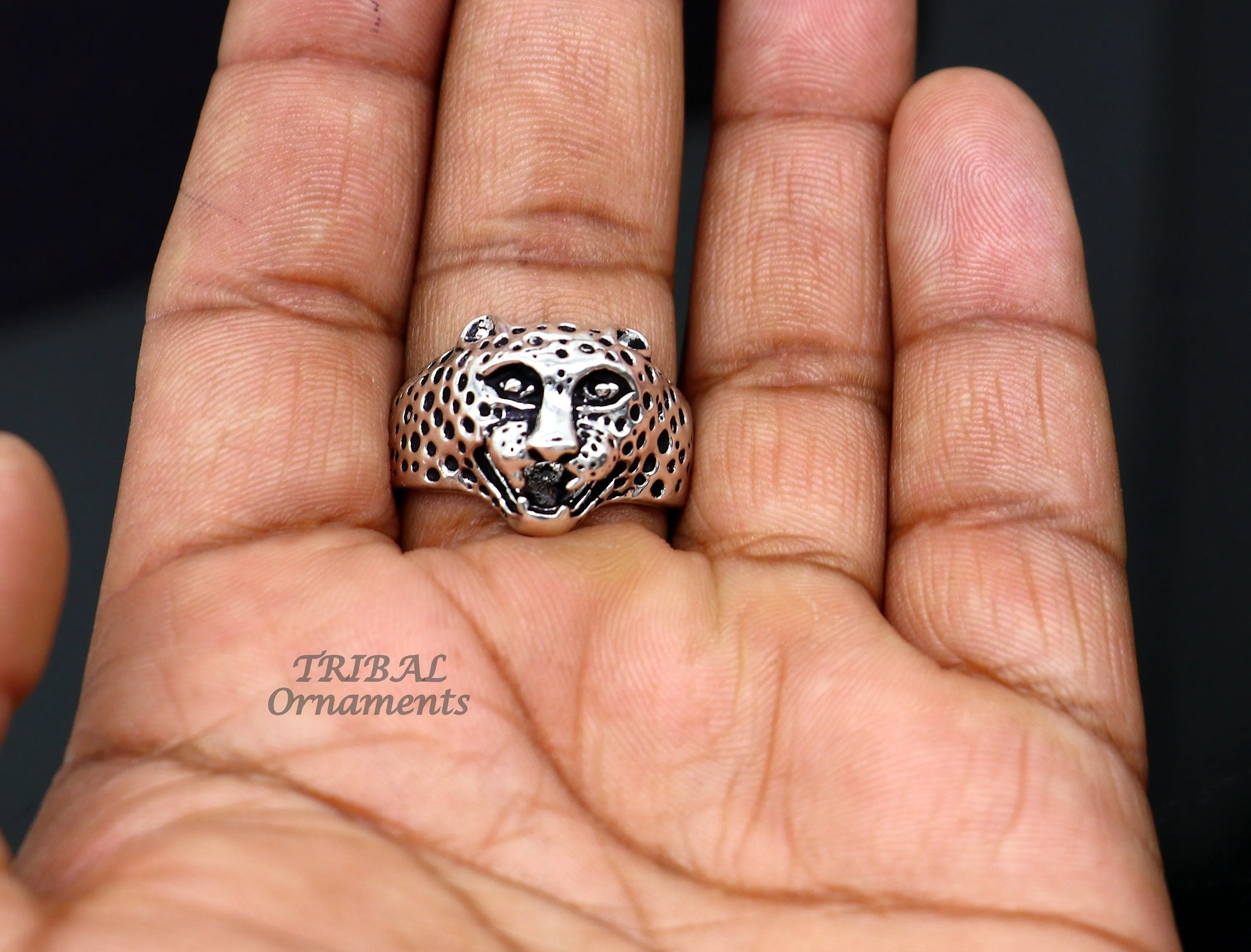 92.5% sterling silver handmade king lion head face for men's and boys gifting, stylish luxury lion ring  sr362