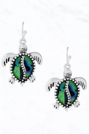 Abalone Turtle Dangle Earrings