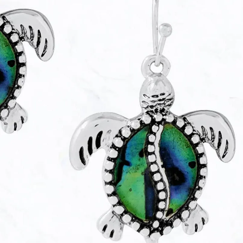 Abalone Turtle Dangle Earrings
