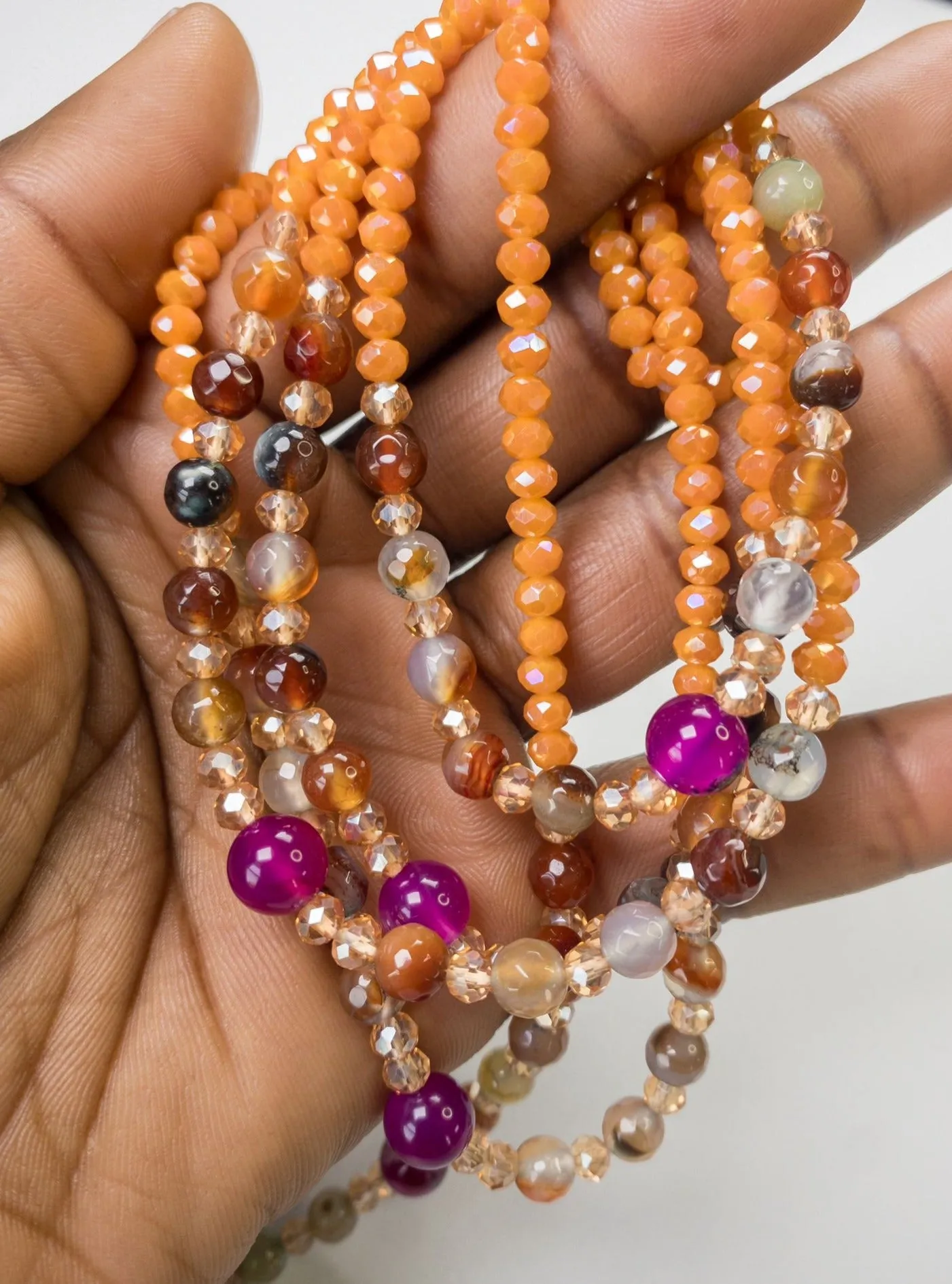 Agate Waistbead-  Luxury Crystal Waistbeads- Agate Natural Gemstone- Orange