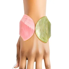 AKA Alpha Kappa Alpha Inspired Bracelet Pink Green Pointed Marble Cuff Bracelet Jewelry Women