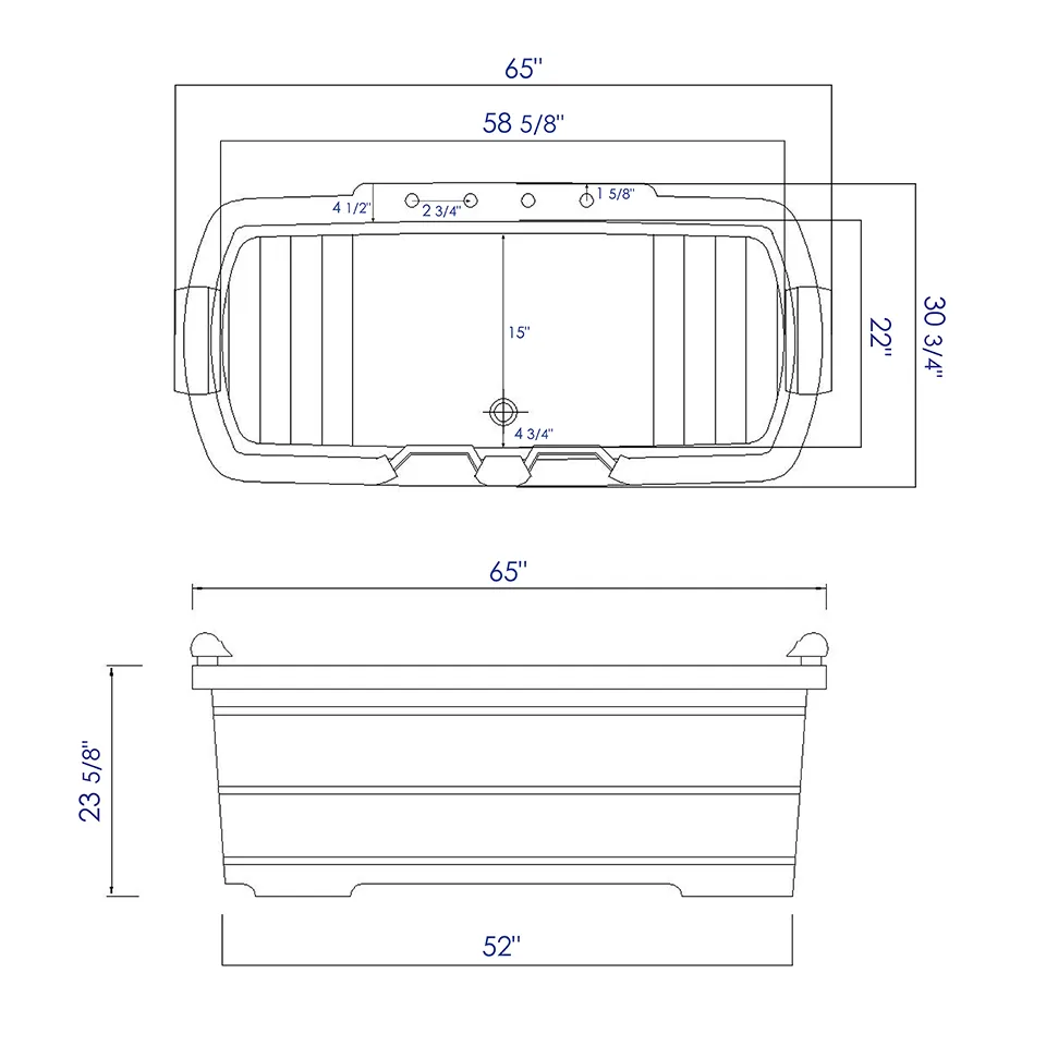 ALFI AB1130 65" 2 Person Free Standing Cedar Bathtub with Fixtures & Headrests
