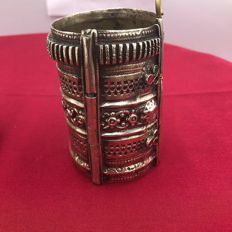 Antique Big Tribal Handcuff With Glass Stones