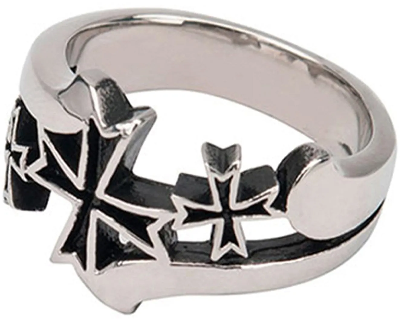 Antiqued Silver Tone Stainless Steel Cross Pattée Alisee Cut Out Ring