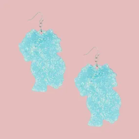 Aqua Glitter Silhouette Earrings – Statement Style Fashion Jewelry