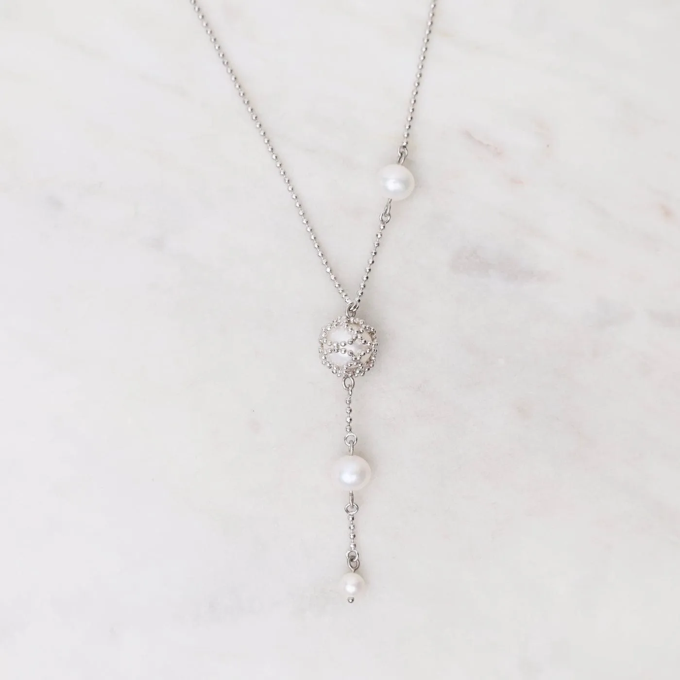 Asymmetrical Pearl Station Necklace