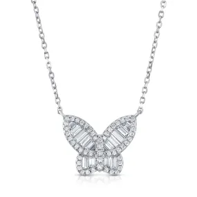 BAGUETTE BEAUTY BUTTERFLY NECKLACE, SILVER
