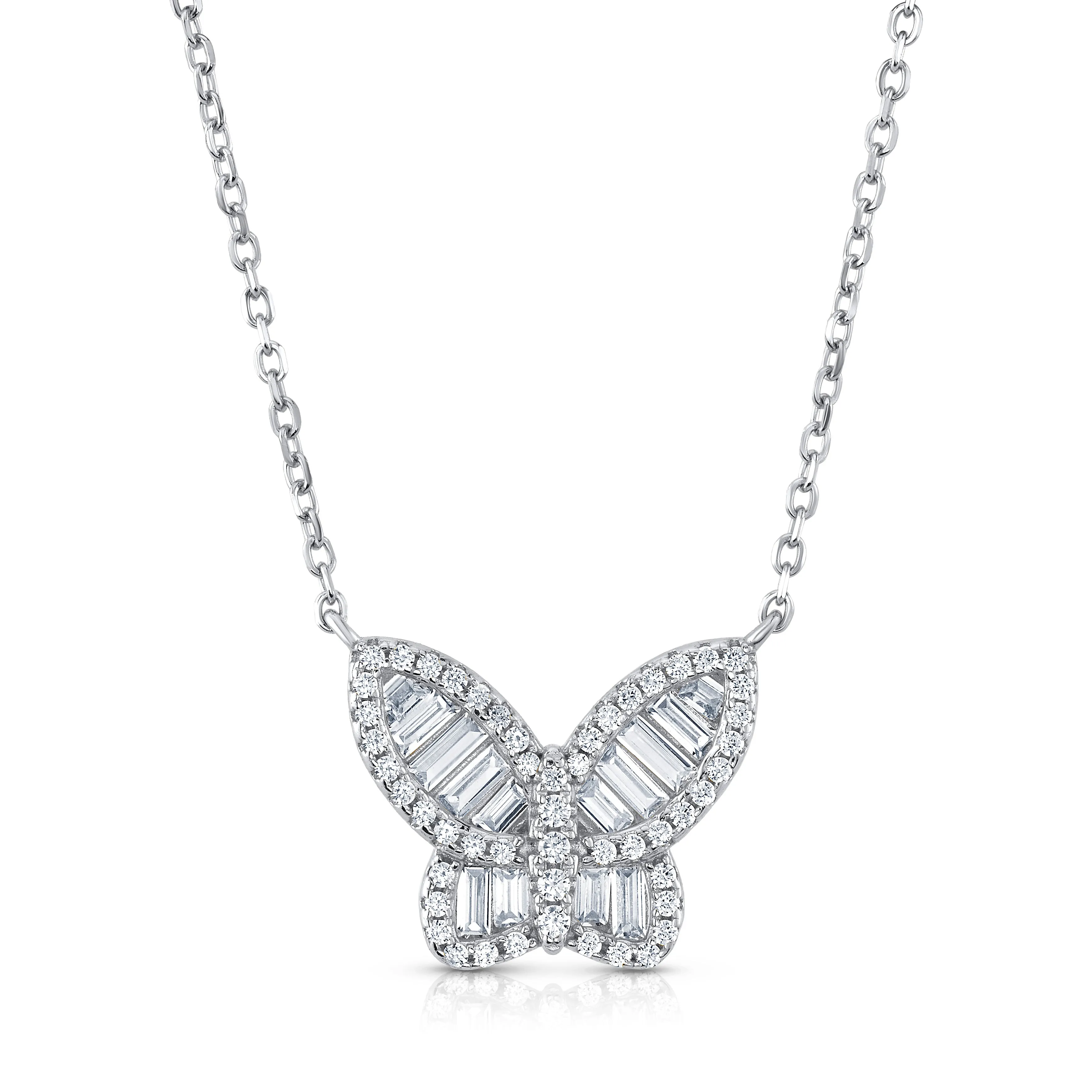 BAGUETTE BEAUTY BUTTERFLY NECKLACE, SILVER