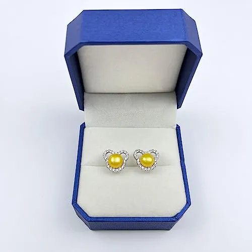 BAMIKI Pearl Earrings Cute Mickey Mouse Studs for Women, S925 Sterling Silver and Sapphire Blue CZ Earrings, White Freshwater Cultured Pearls Jewelry Gifts Hypoallergenic Earrings
