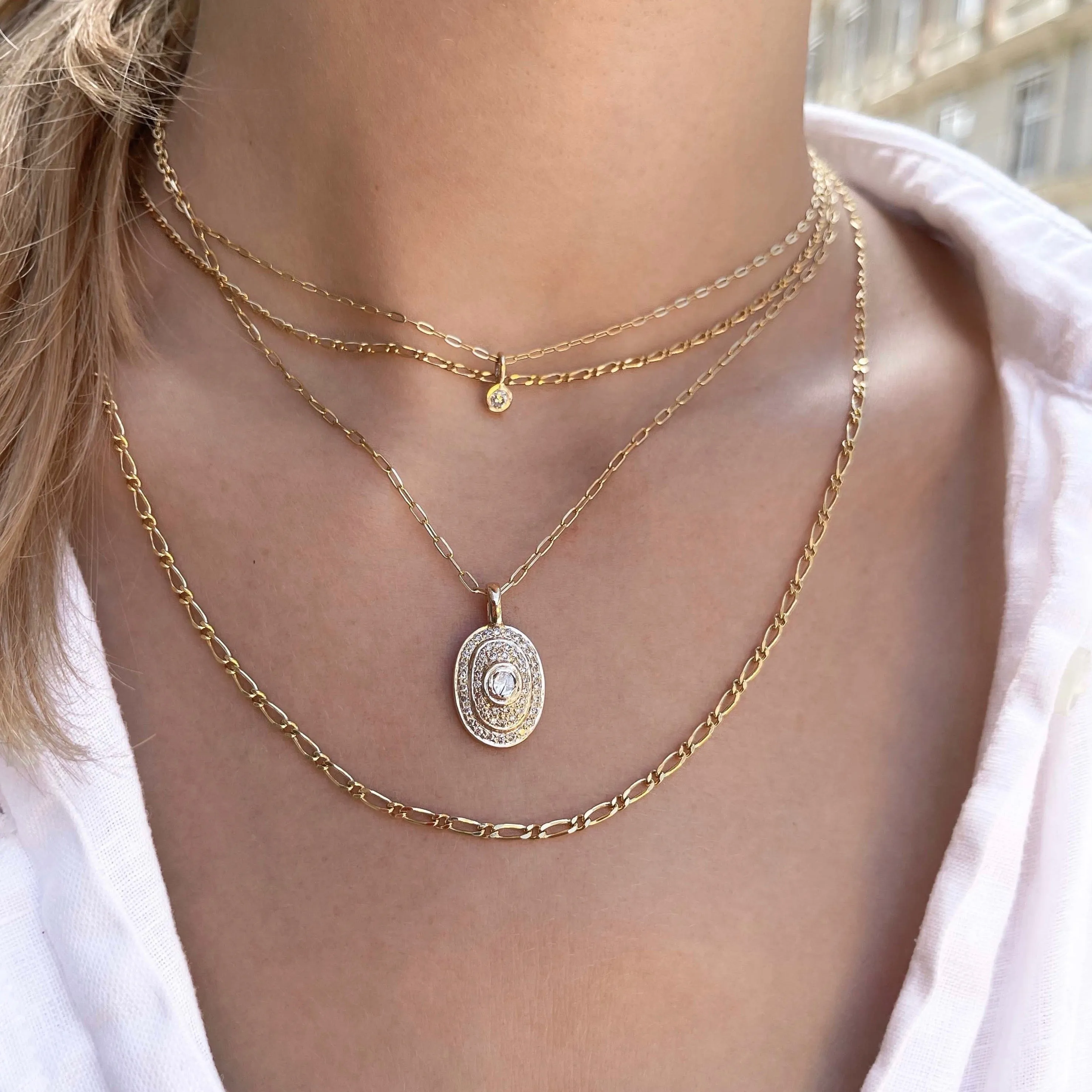 BASIC, Adour small Decorated Necklace, Gold 9k