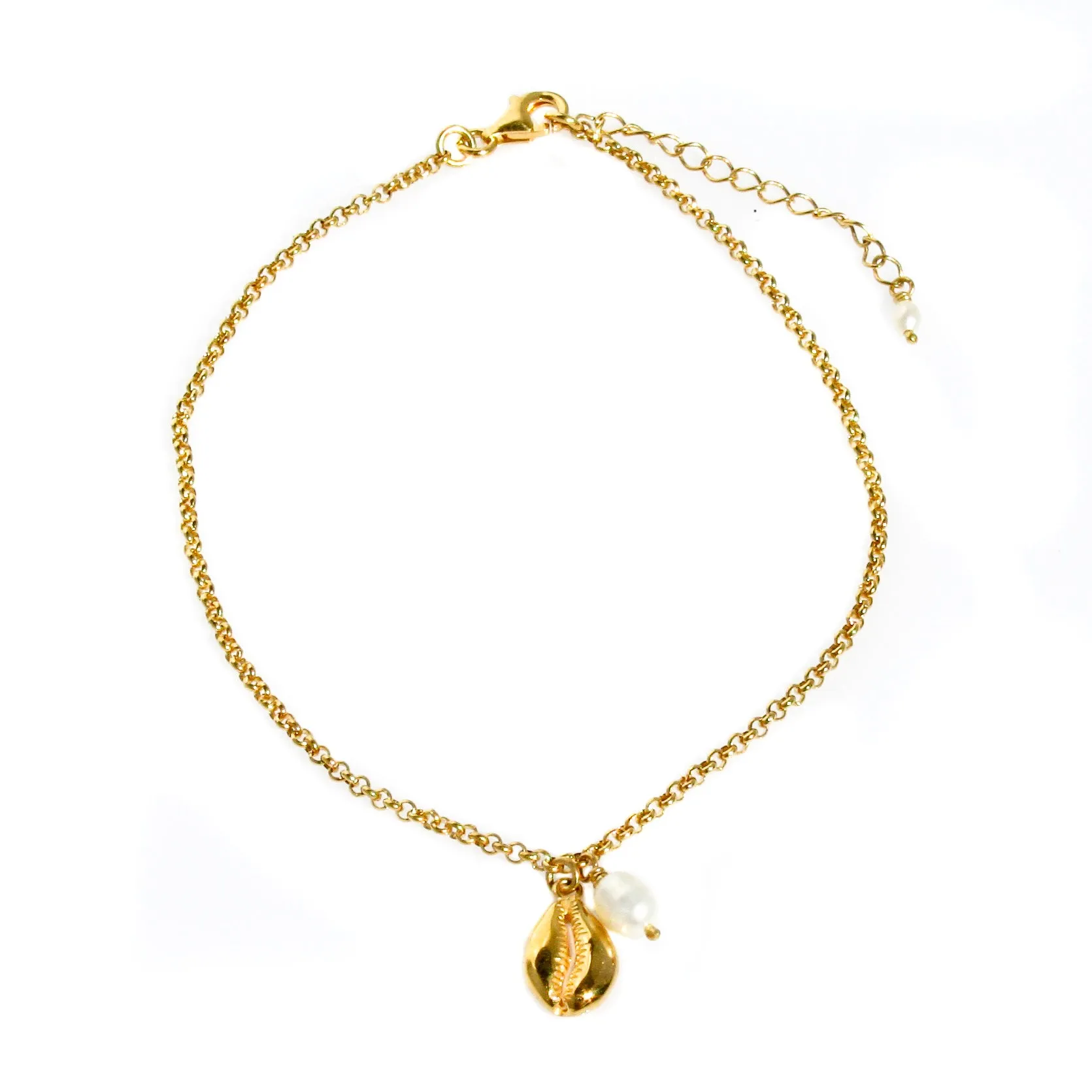 Beach Dreams Cowrie Shell Anklet Gold
