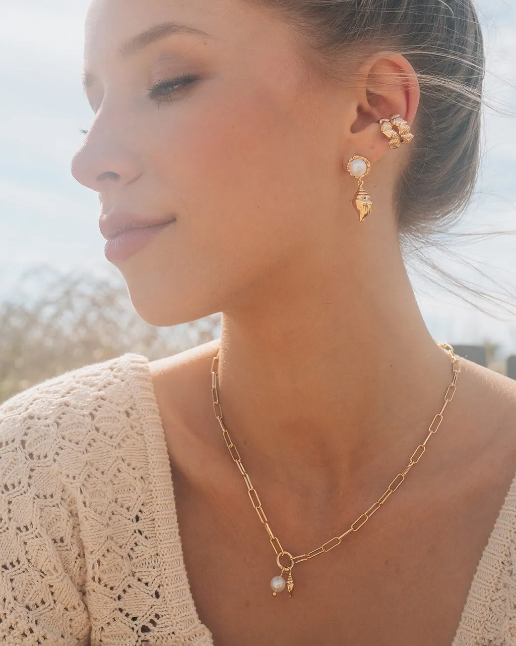 Beverly Pearl & Shell Charm Necklace