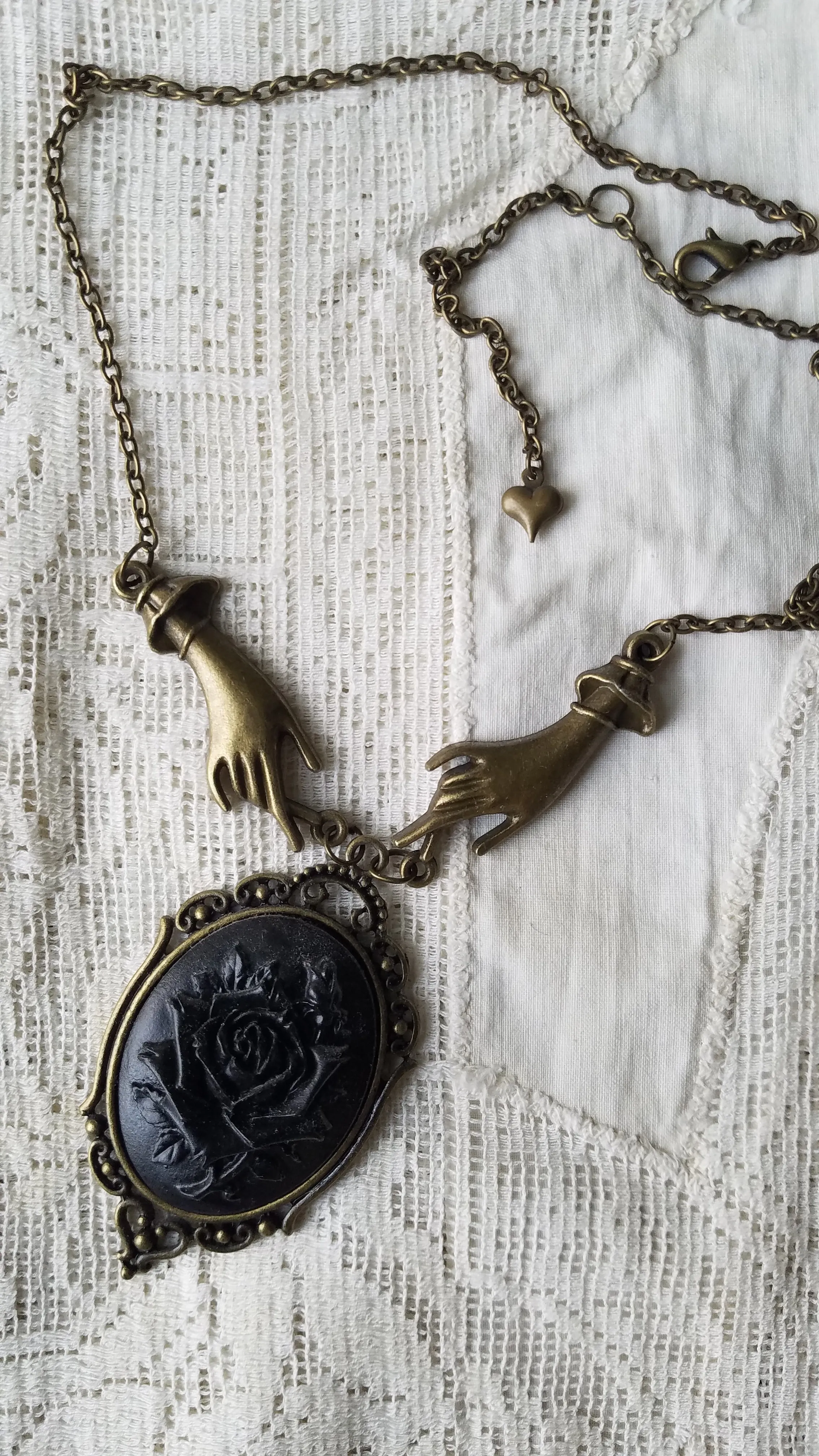 Black Rose Cameo Necklace by Dark Cage Designs