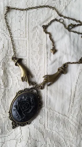 Black Rose Cameo Necklace by Dark Cage Designs