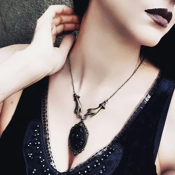 Black Rose Cameo Necklace by Dark Cage Designs
