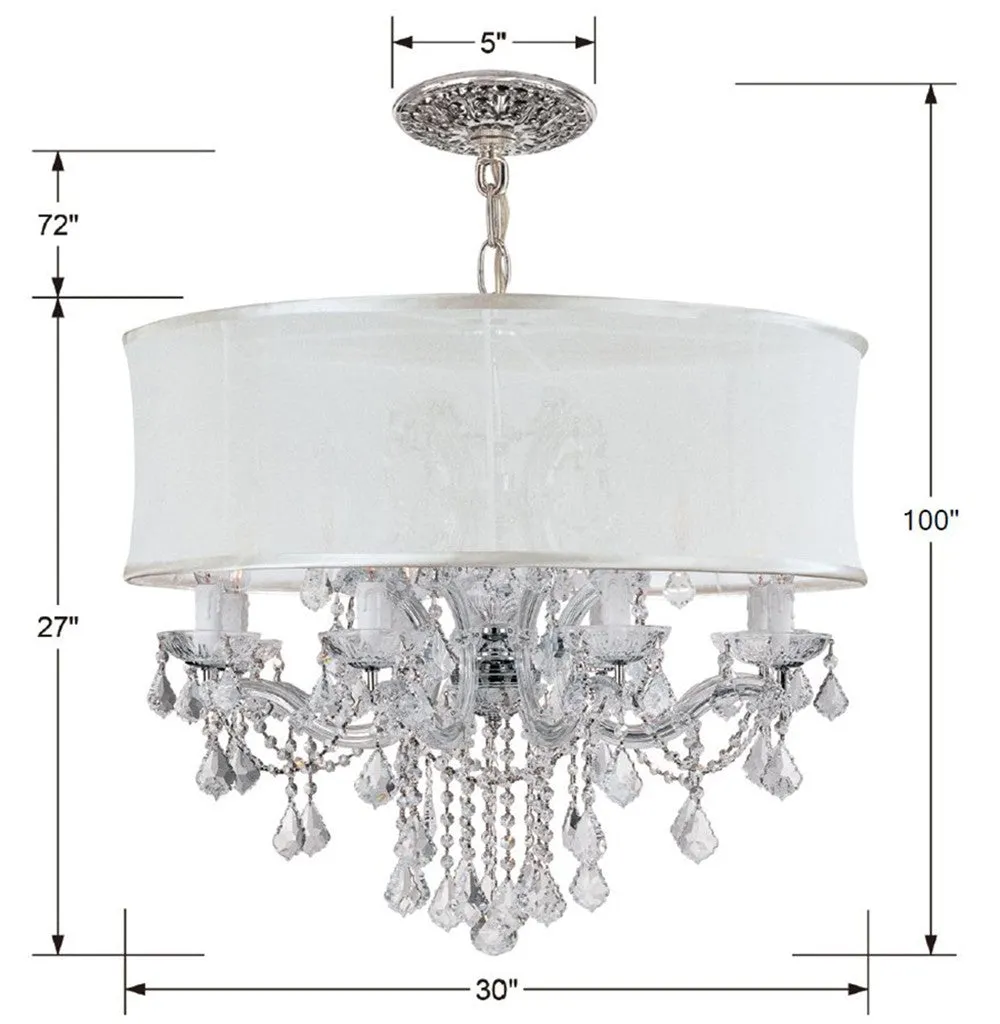 Brentwood 12 Light Spectra Crystal Drum Shade Polished Chrome Chandelier