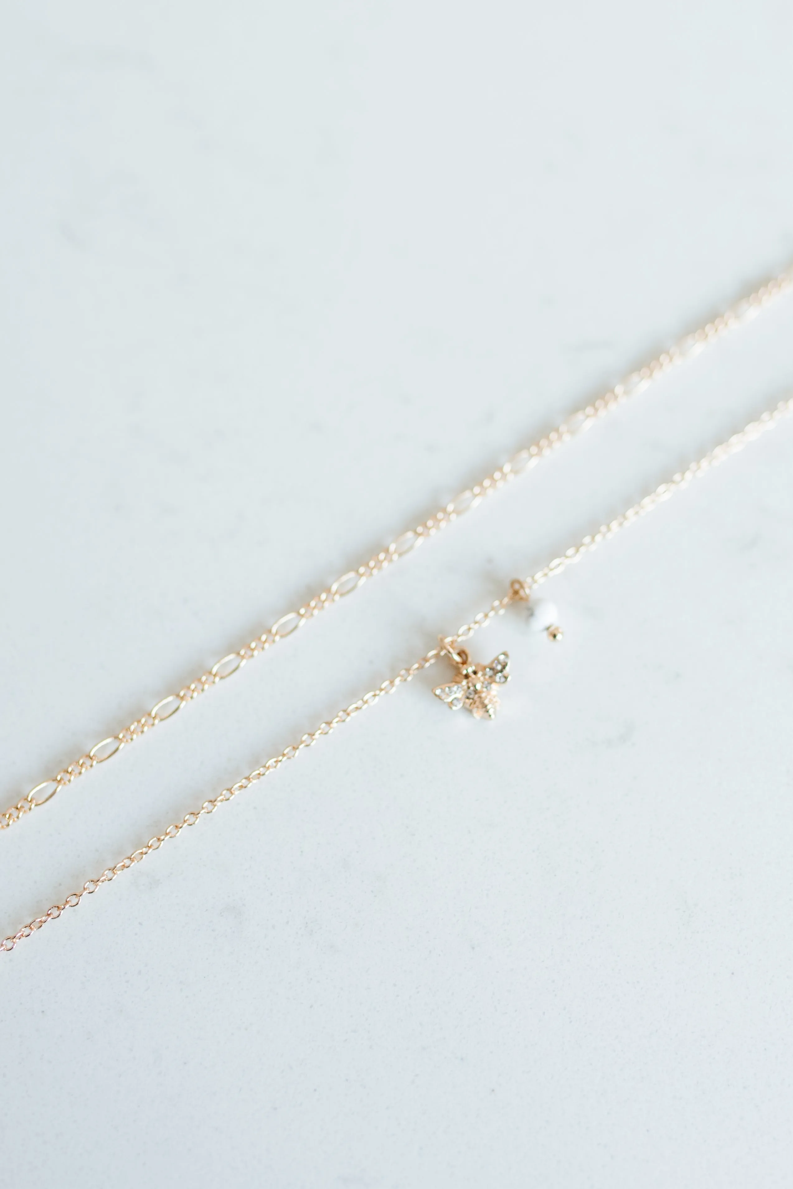 Bumble Bee Anklet In White
