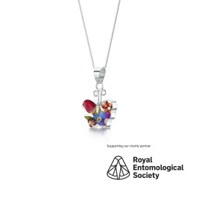 Butterfly necklace with real flowers by Shrieking Violet®