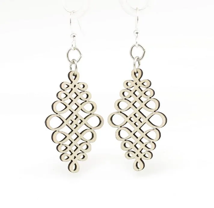 Calligraphy Wood Dangle Drop Earrings #1325