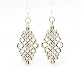 Calligraphy Wood Dangle Drop Earrings #1325