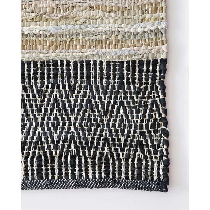 Caracas Floor Rug - Sand/Black   (100% Leather)