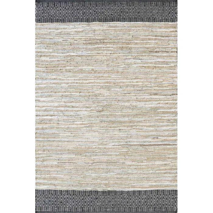 Caracas Floor Rug - Sand/Black   (100% Leather)
