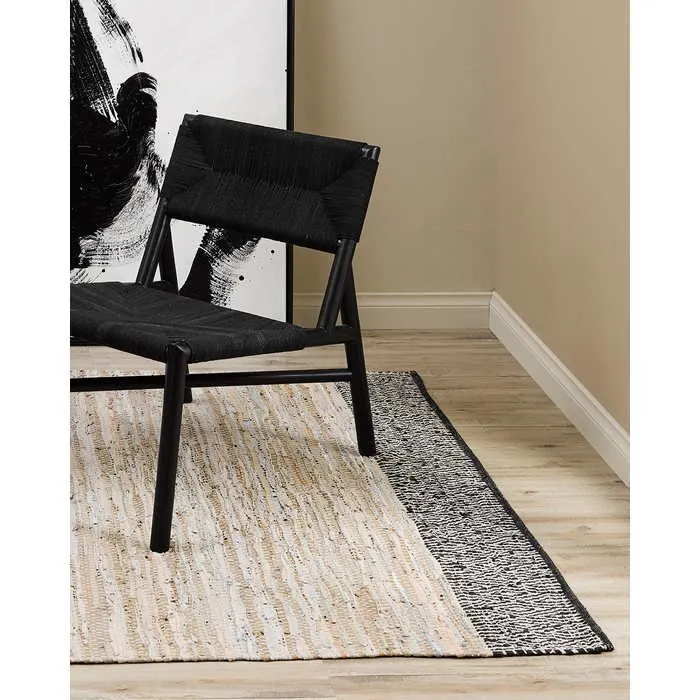 Caracas Floor Rug - Sand/Black   (100% Leather)