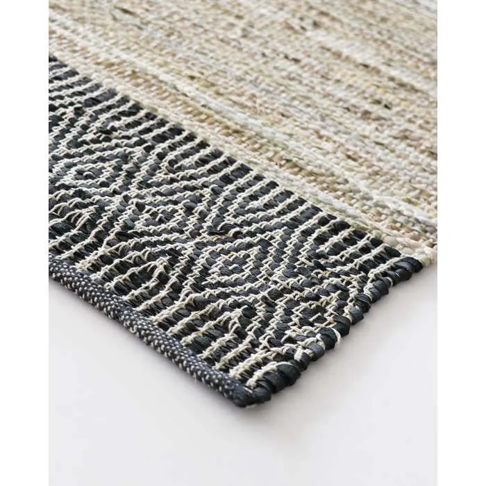 Caracas Floor Rug - Sand/Black   (100% Leather)