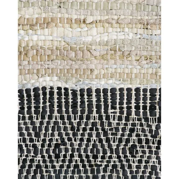 Caracas Floor Rug - Sand/Black   (100% Leather)