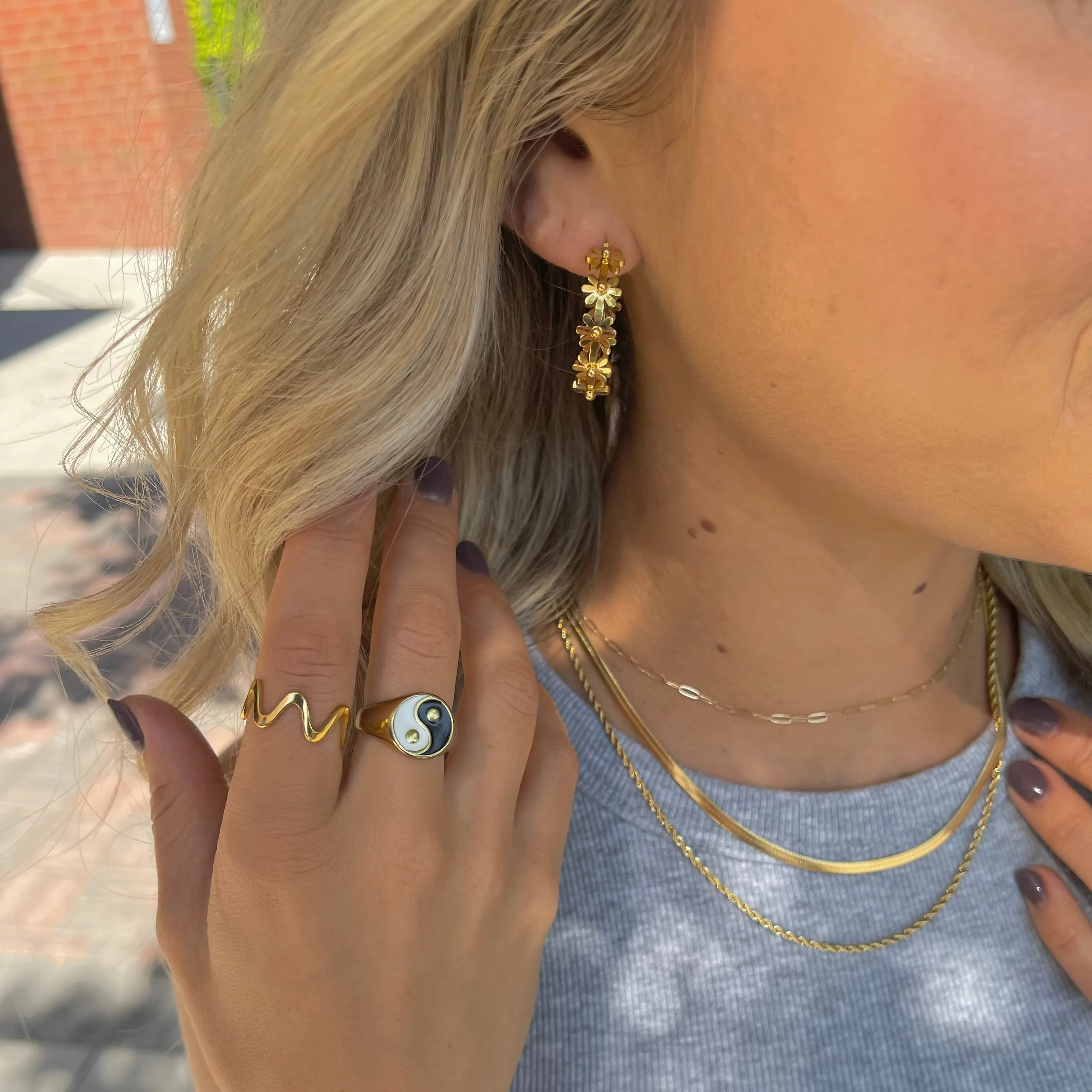 Carly Waterproof Daisy Hoops