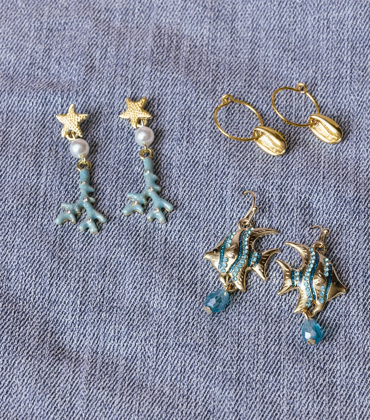 Cast Cowrie Shell Charm Gold Hoop Earrings Coastal Cowgirl