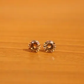Champagne Colour Single Stone 8mm Size Studs