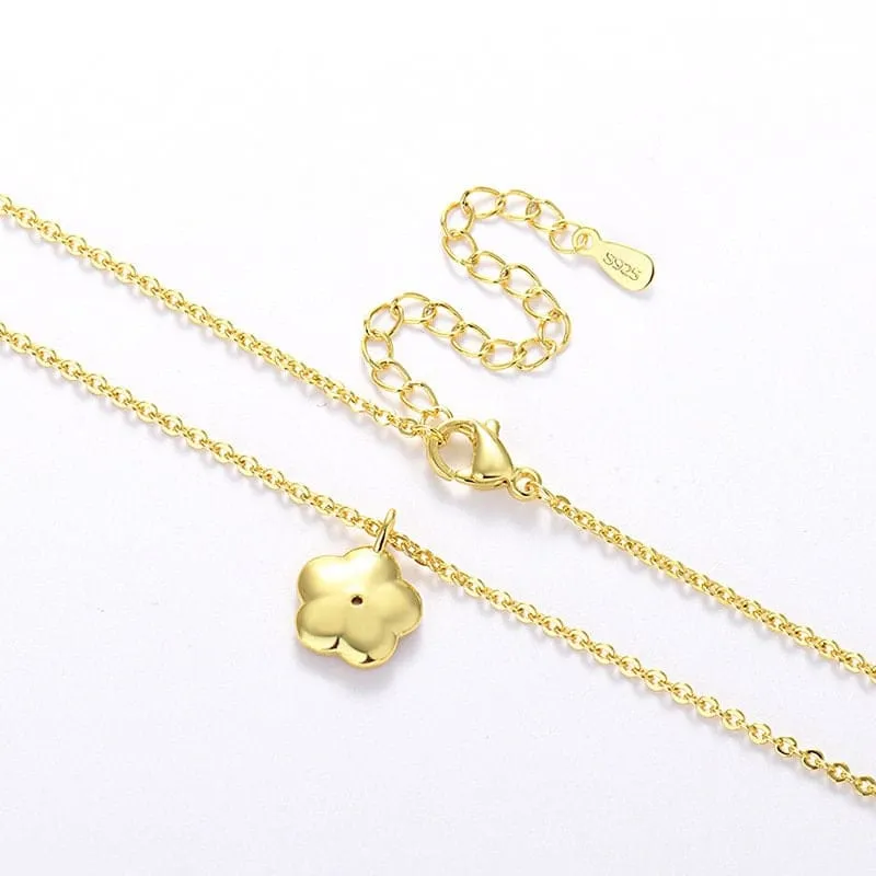 Charming Chic Pink Cherry Blossom Pendant Necklace