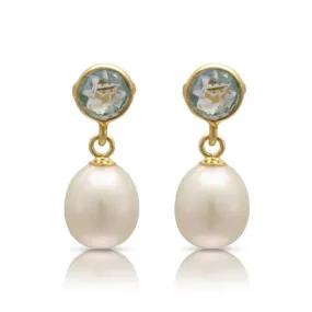 Clara blue topaz & cultured freshwater pearl drop earrings