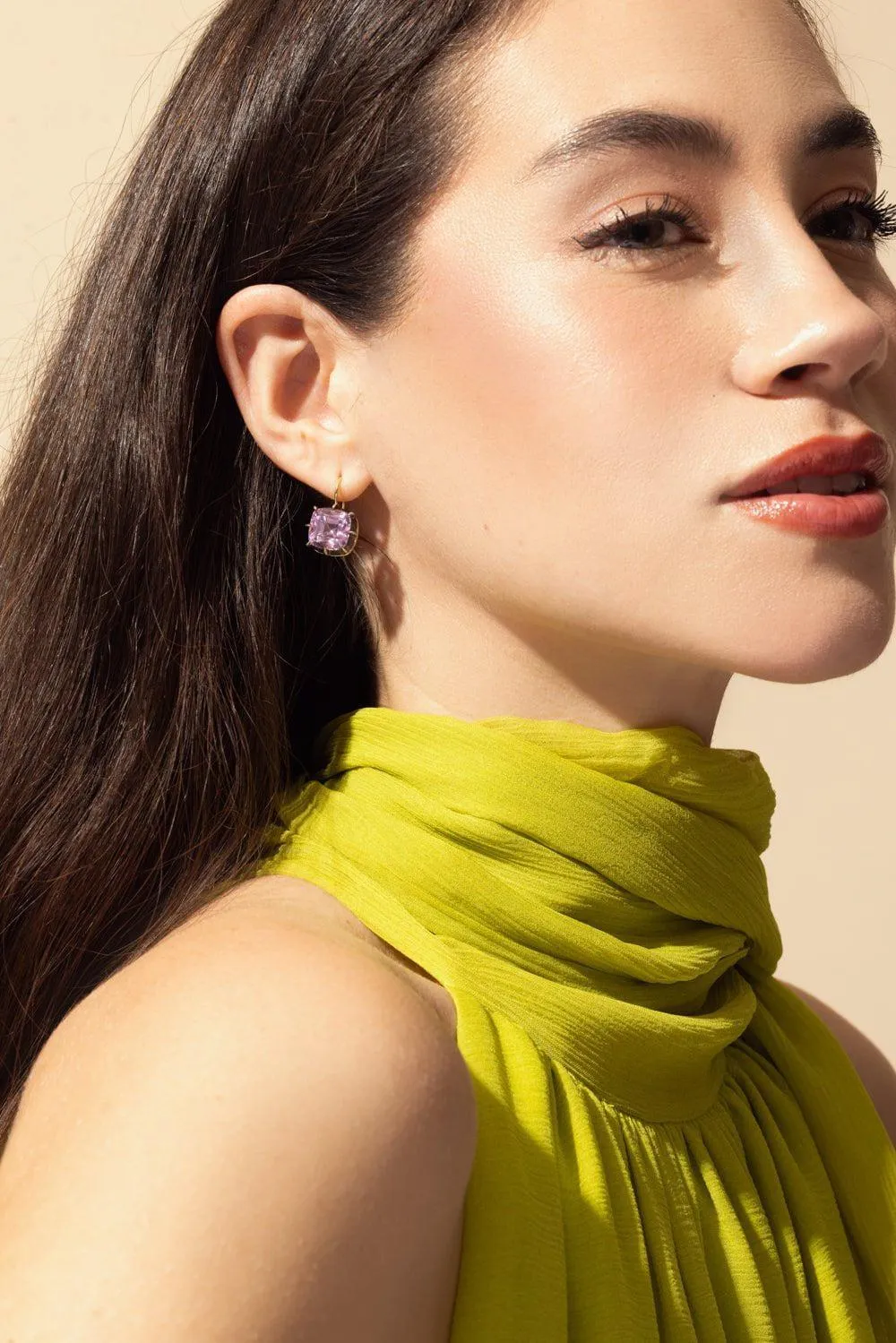 Collet Kunzite Drop Earrings