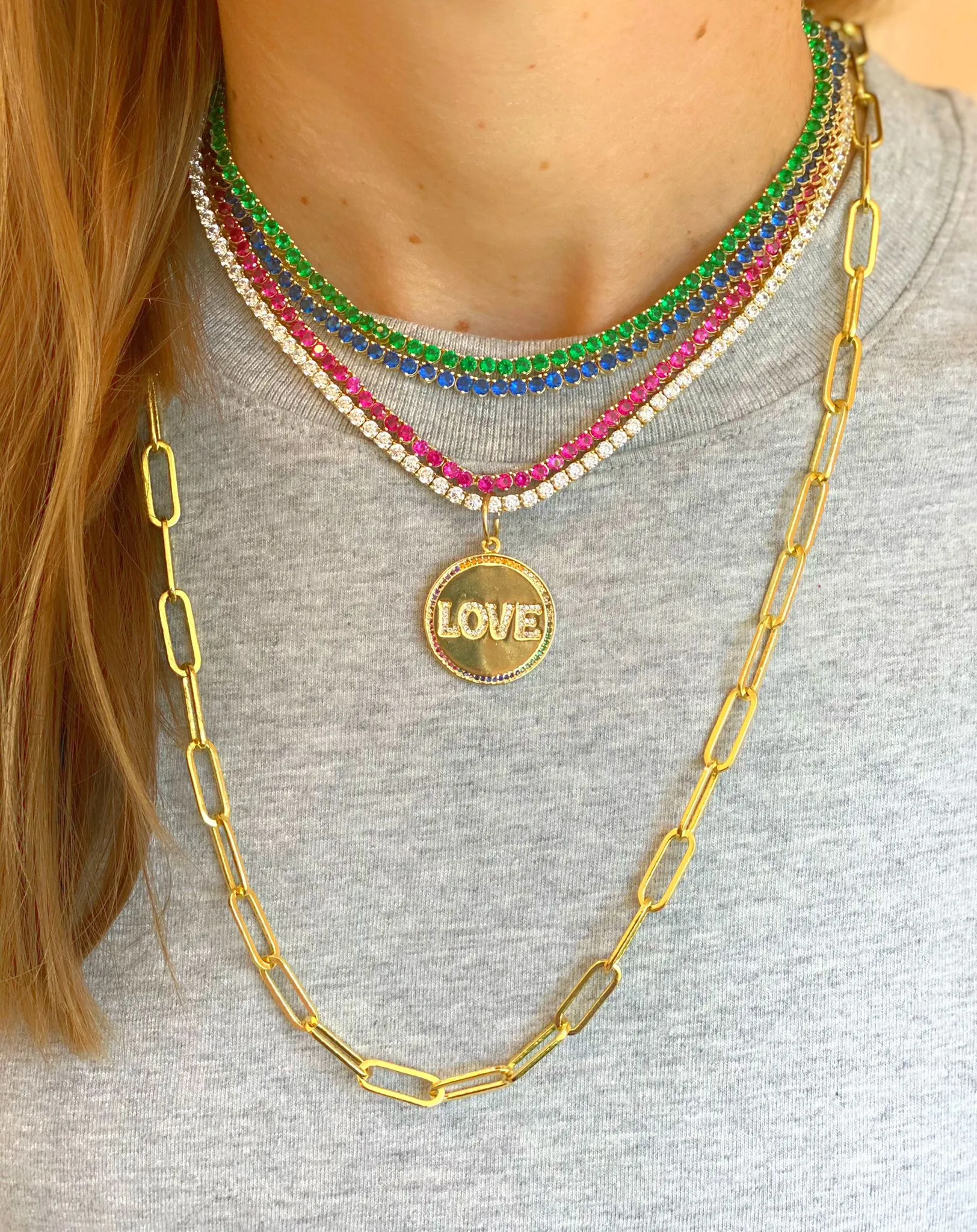 Color Stones Tennis Necklace